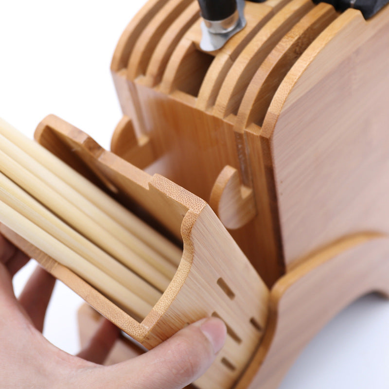 Wooden Knife Holder With Bamboo Blessing