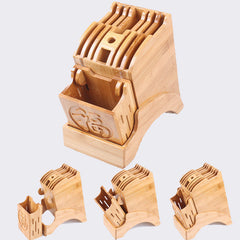 Wooden Knife Holder With Bamboo Blessing