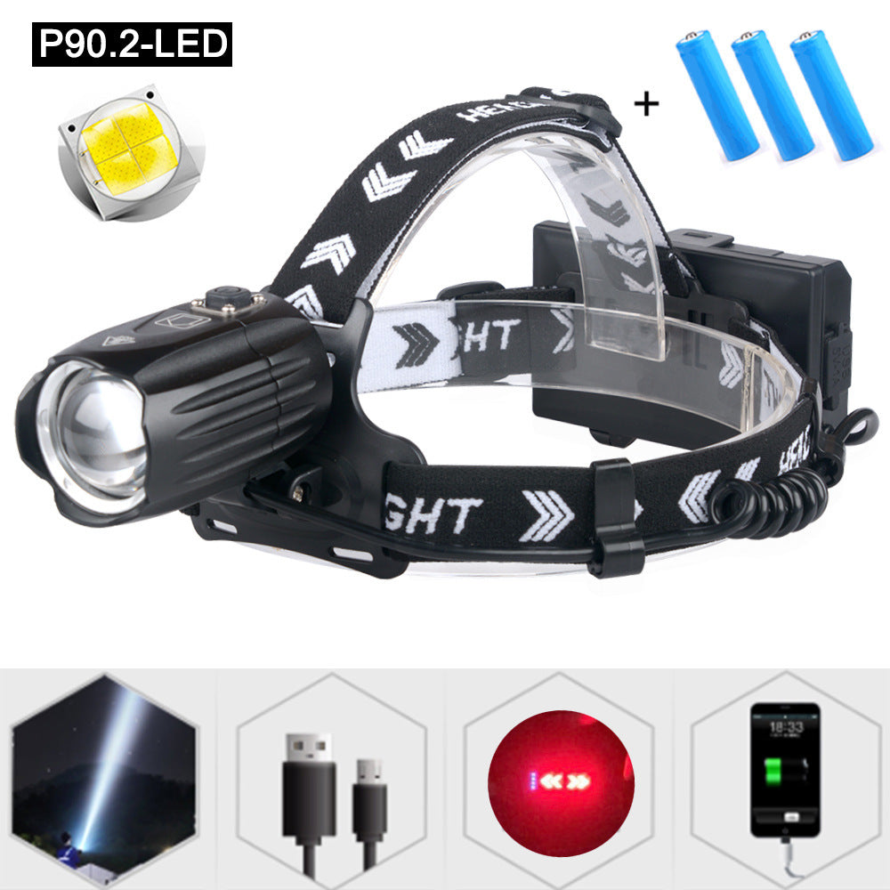 Strong Headlight Usb Display New Charging Can Input And Output Battery Headlight